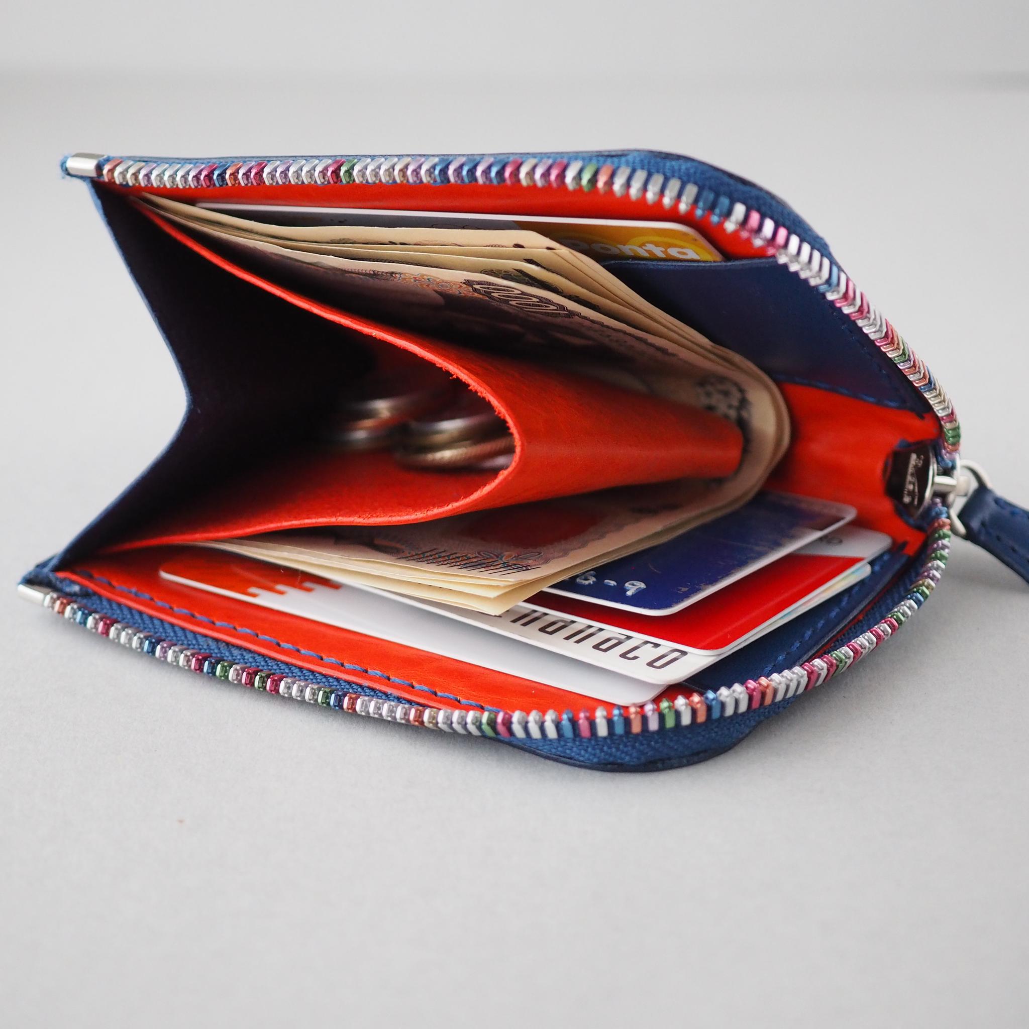 [受注制作]}イタリアンレザー（クラストとカントリー）を使ったL字型ファスナー財布 | 7枚目